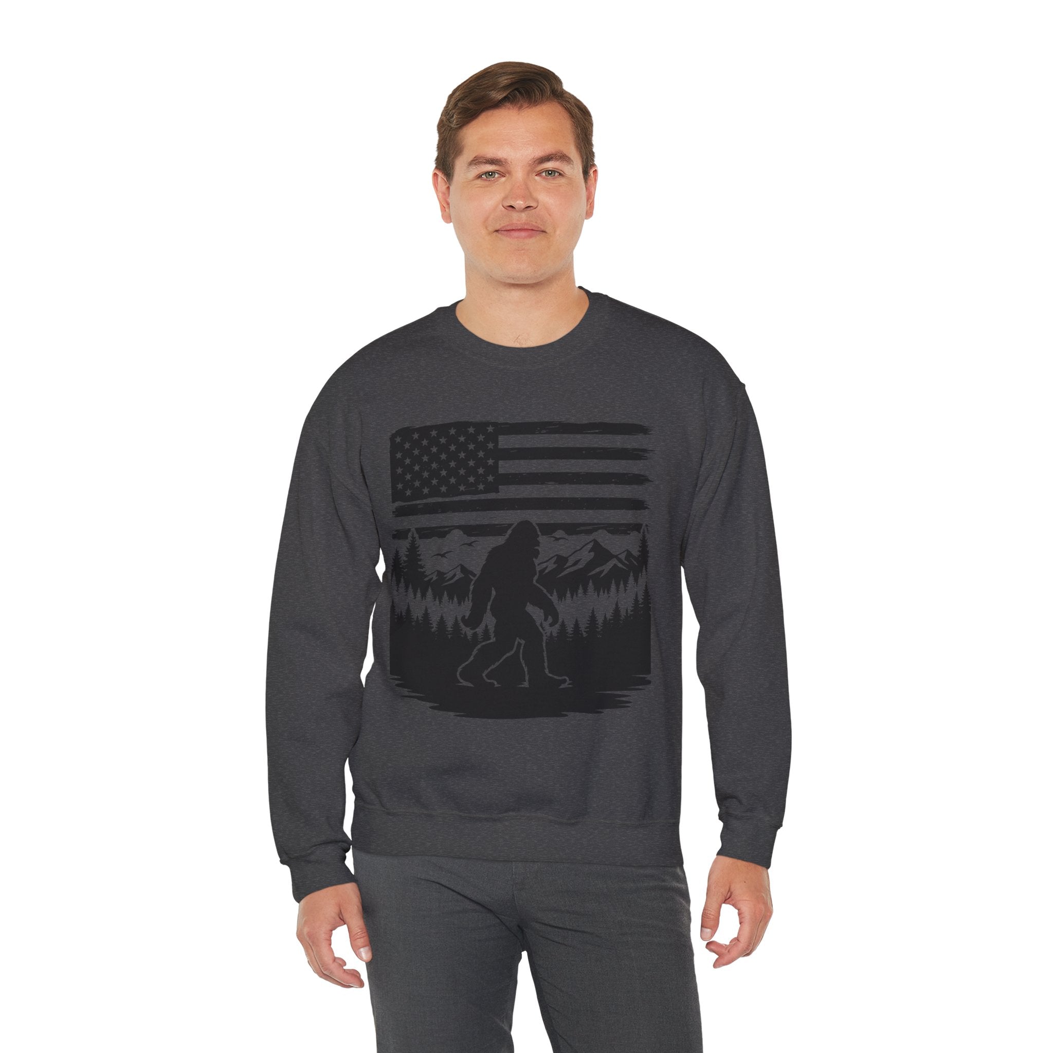 Bigfoot American Flag Crewneck Sweatshirt