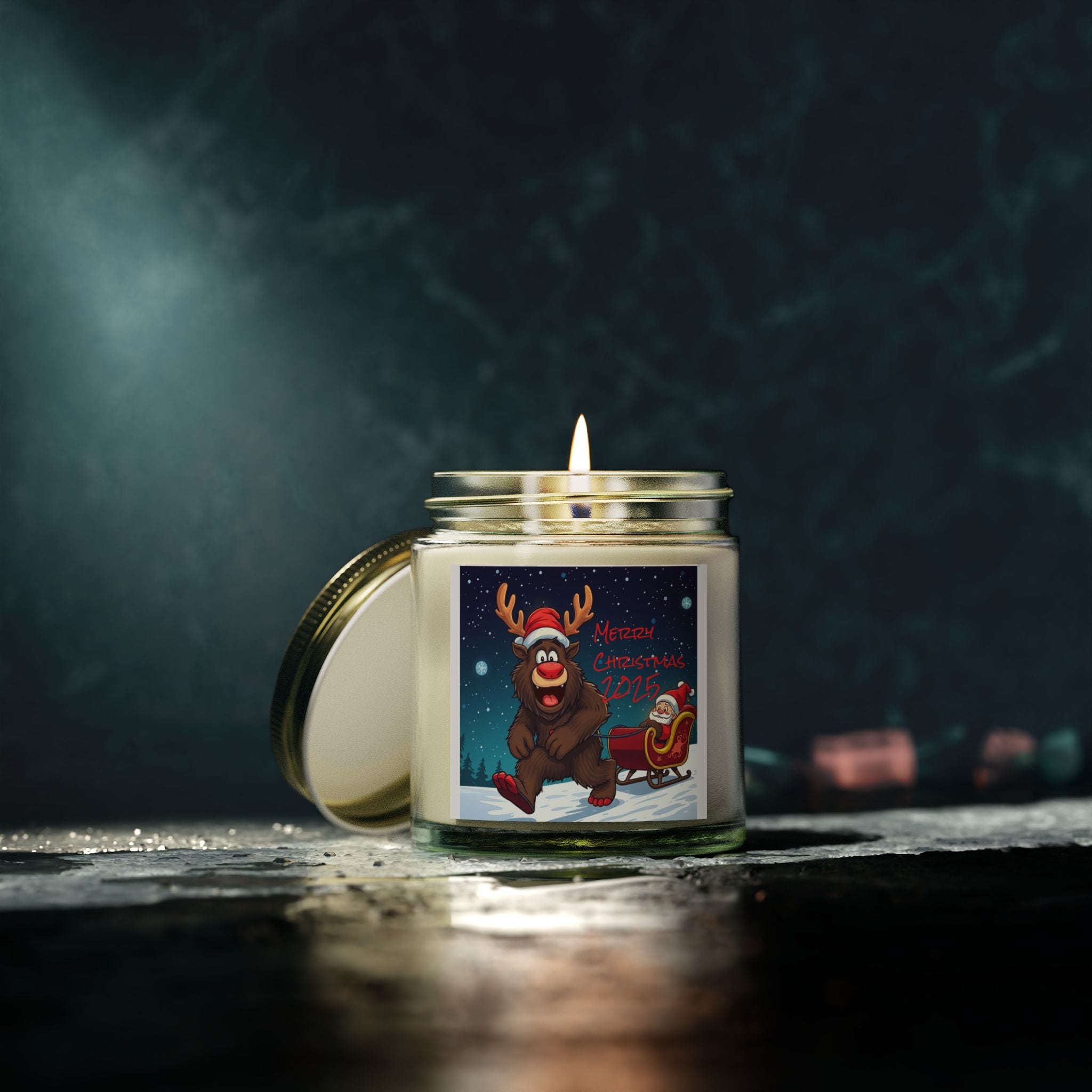 Holiday Scented Candles - Coconut Apricot Wax (4oz, 9oz) - Merry Christmas 2023