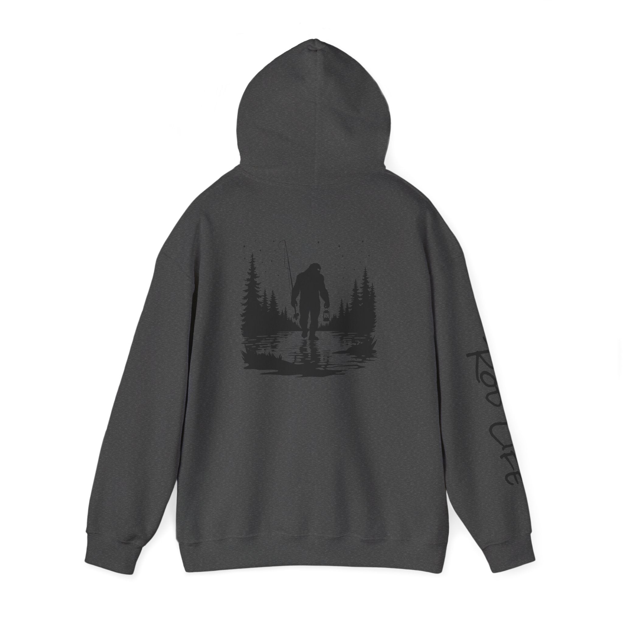 Gone Fishin' Bigfoot Hoodie - Unisex Heavy Blend™ Sweatshirt for Nature Lovers