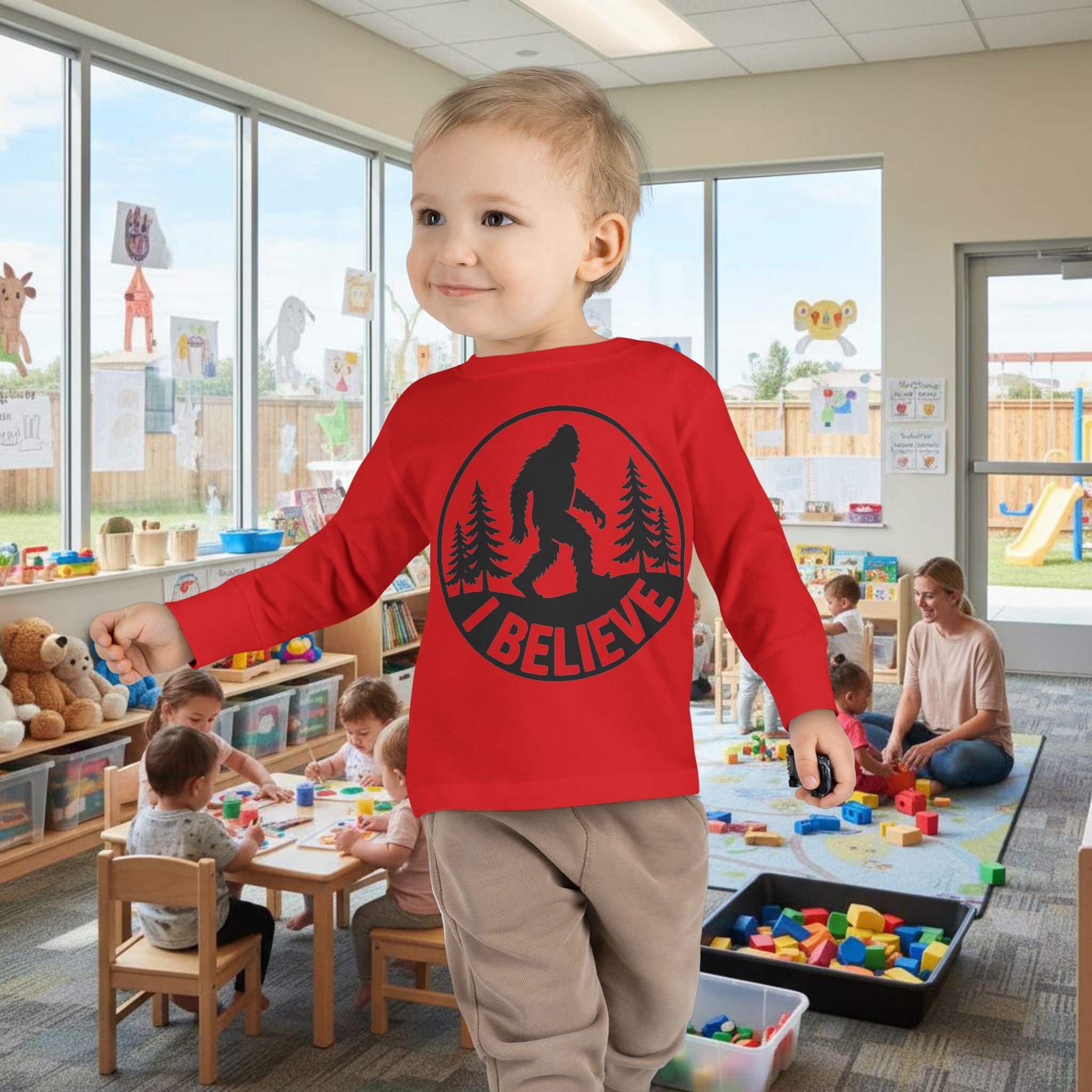 I Believe Bigfoot Toddler Long Sleeve Tee
