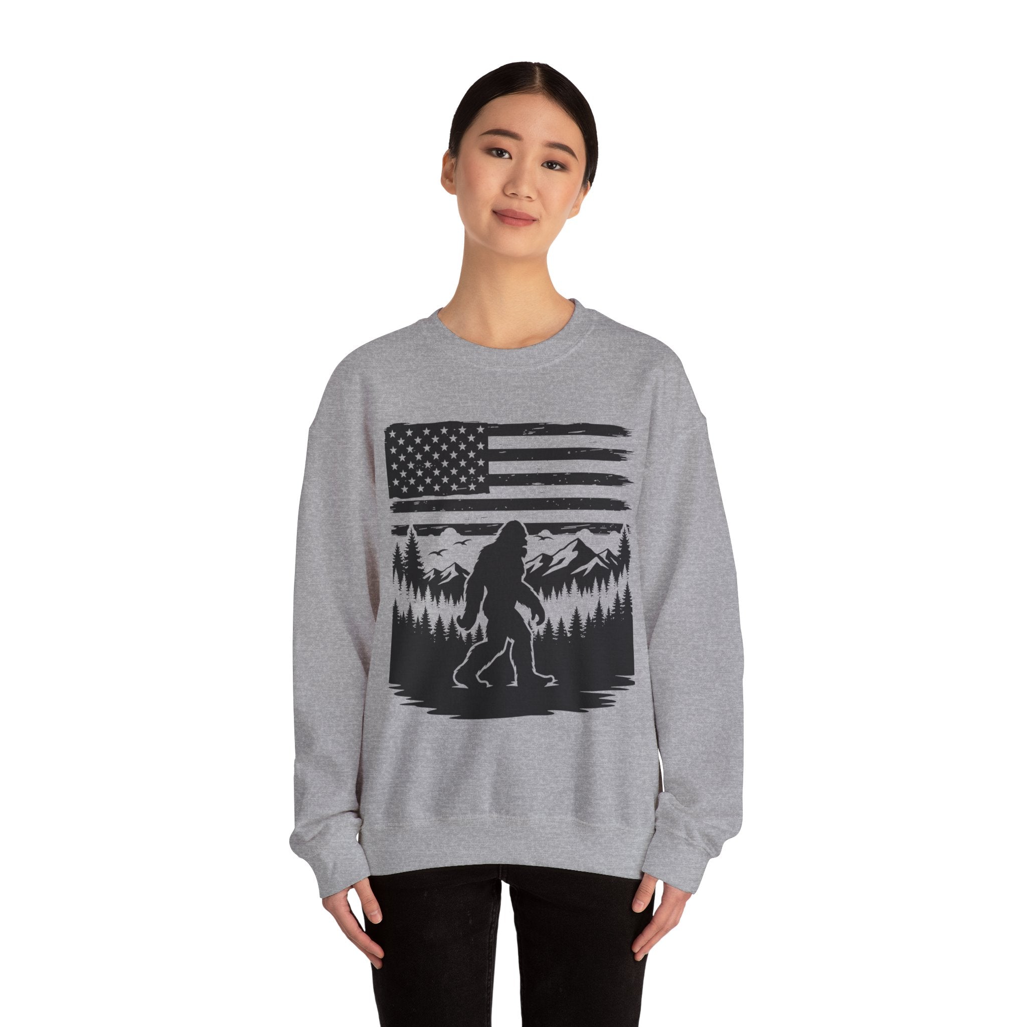 Bigfoot American Flag Crewneck Sweatshirt