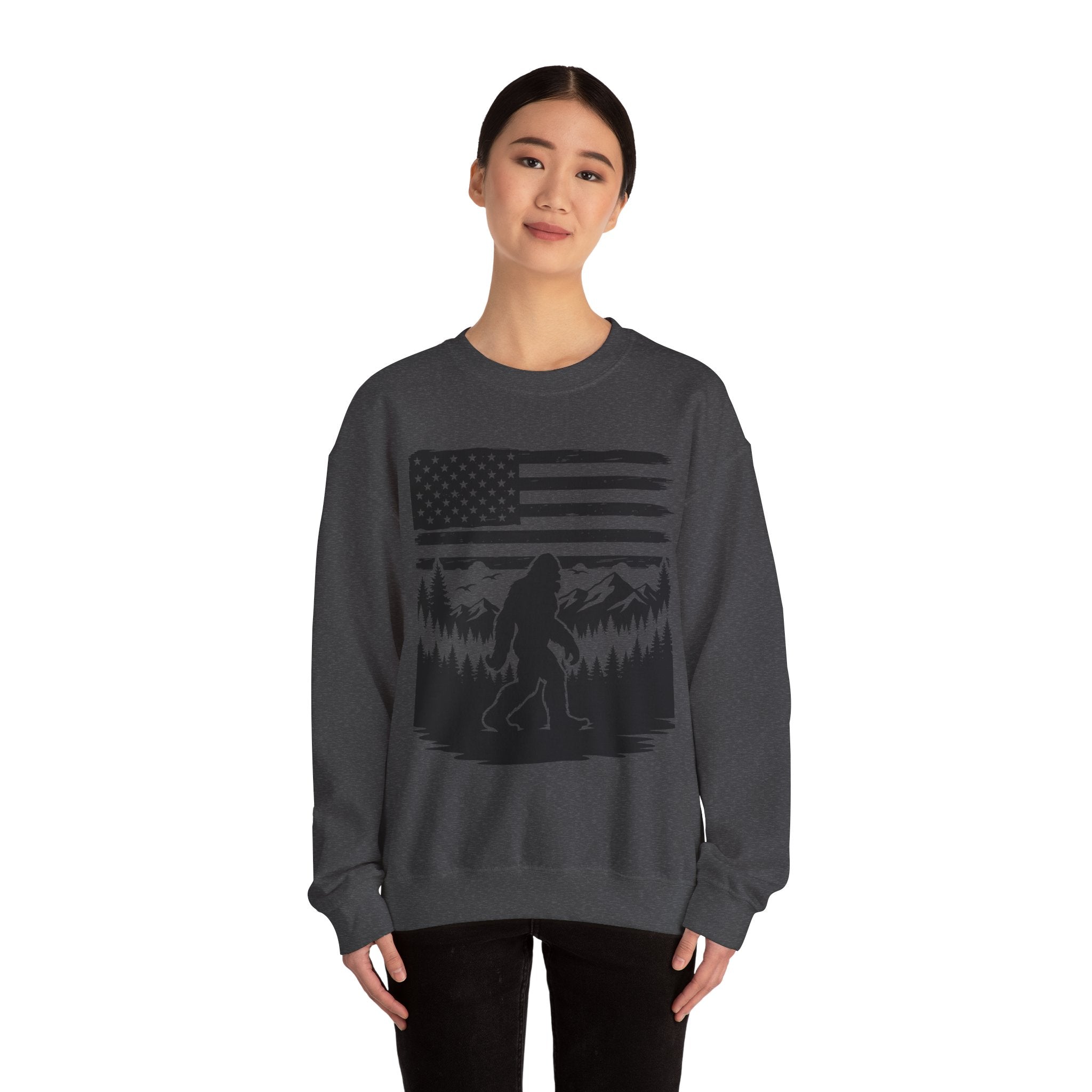 Bigfoot American Flag Crewneck Sweatshirt