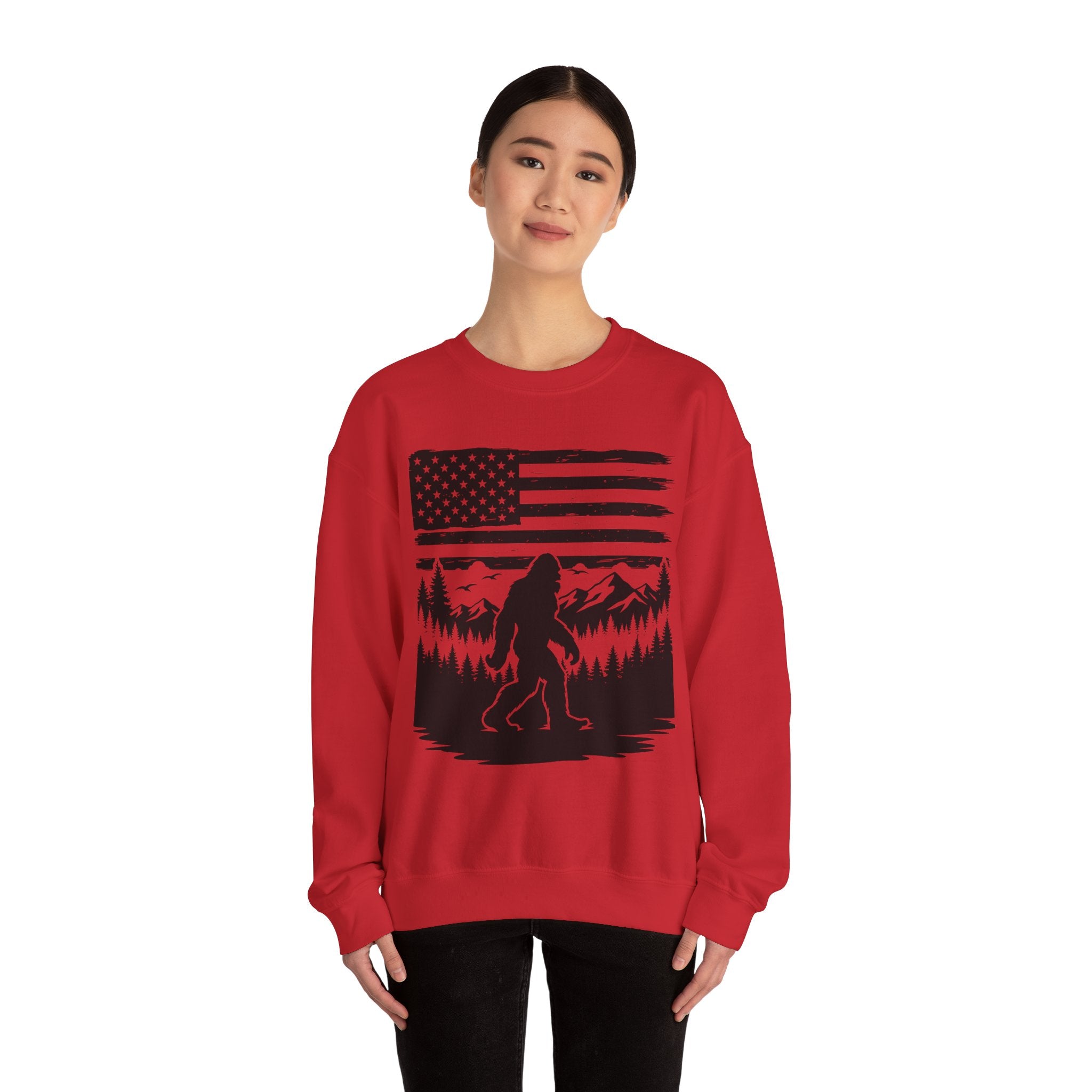 Bigfoot American Flag Crewneck Sweatshirt