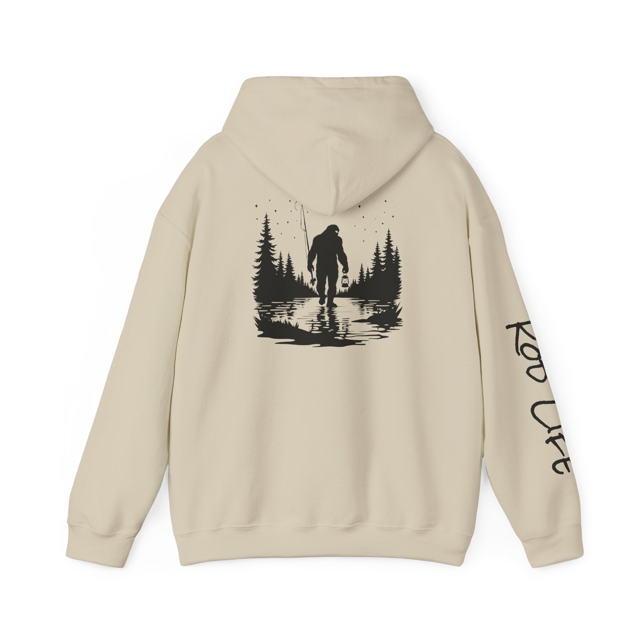 Gone Fishin' Bigfoot Hoodie - Unisex Heavy Blend™ Sweatshirt for Nature Lovers
