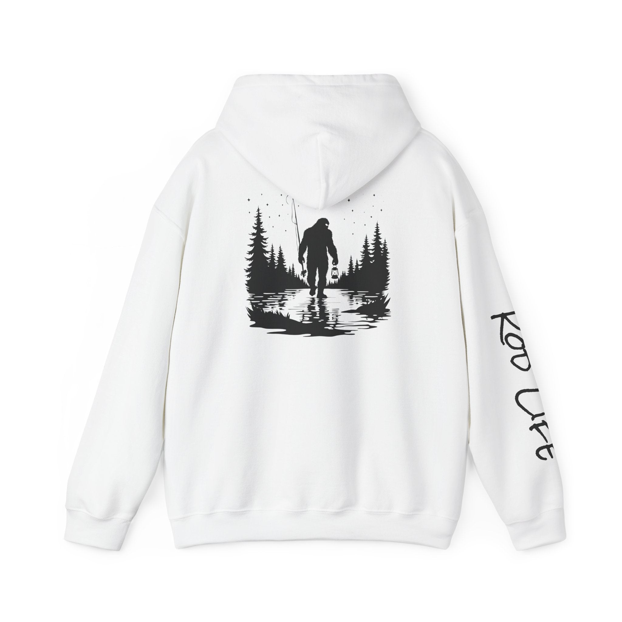 Gone Fishin' Bigfoot Hoodie - Unisex Heavy Blend™ Sweatshirt for Nature Lovers