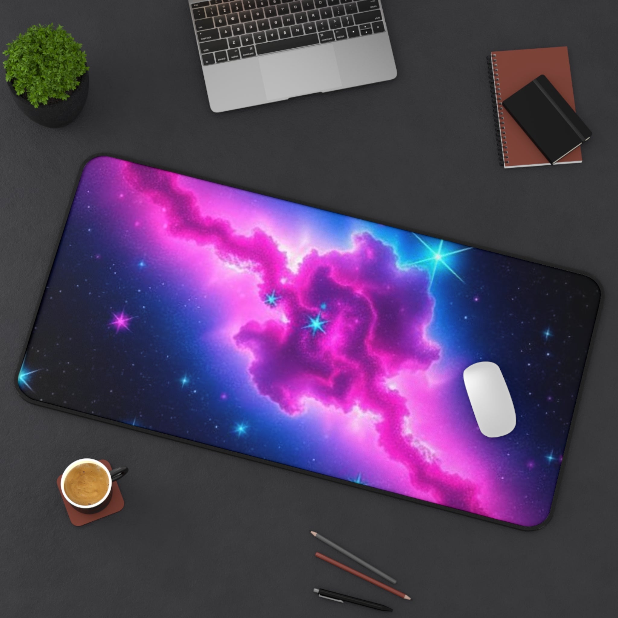 Cosmic Space Desk Mat - Vibrant Galaxy Design