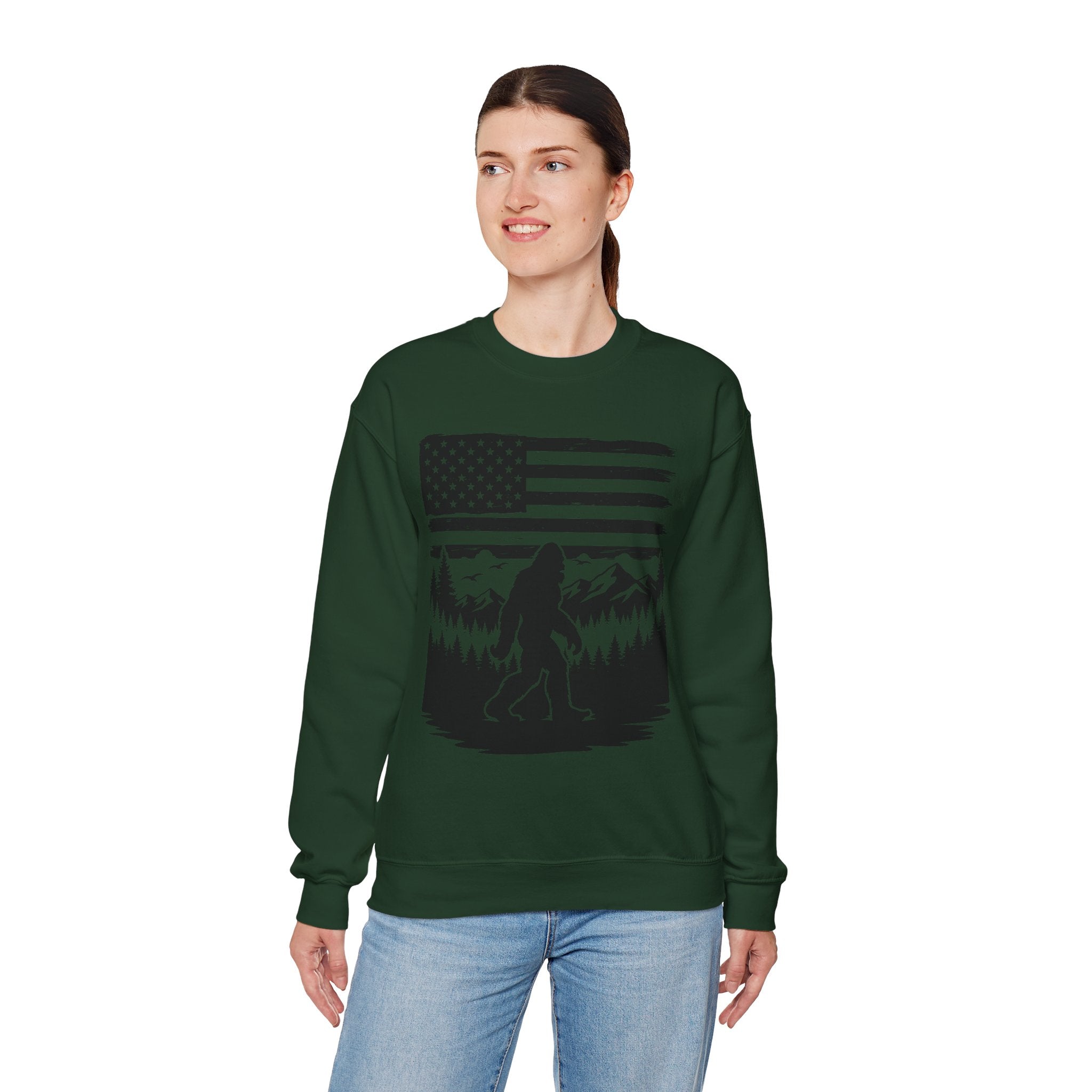 Bigfoot American Flag Crewneck Sweatshirt