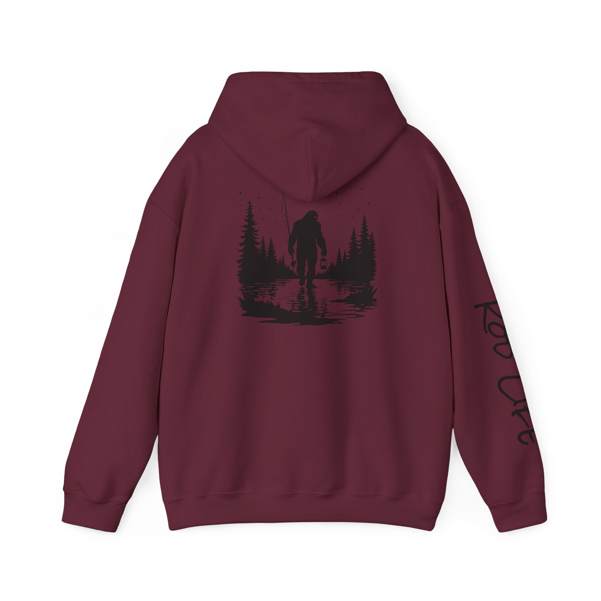 Gone Fishin' Bigfoot Hoodie - Unisex Heavy Blend™ Sweatshirt for Nature Lovers