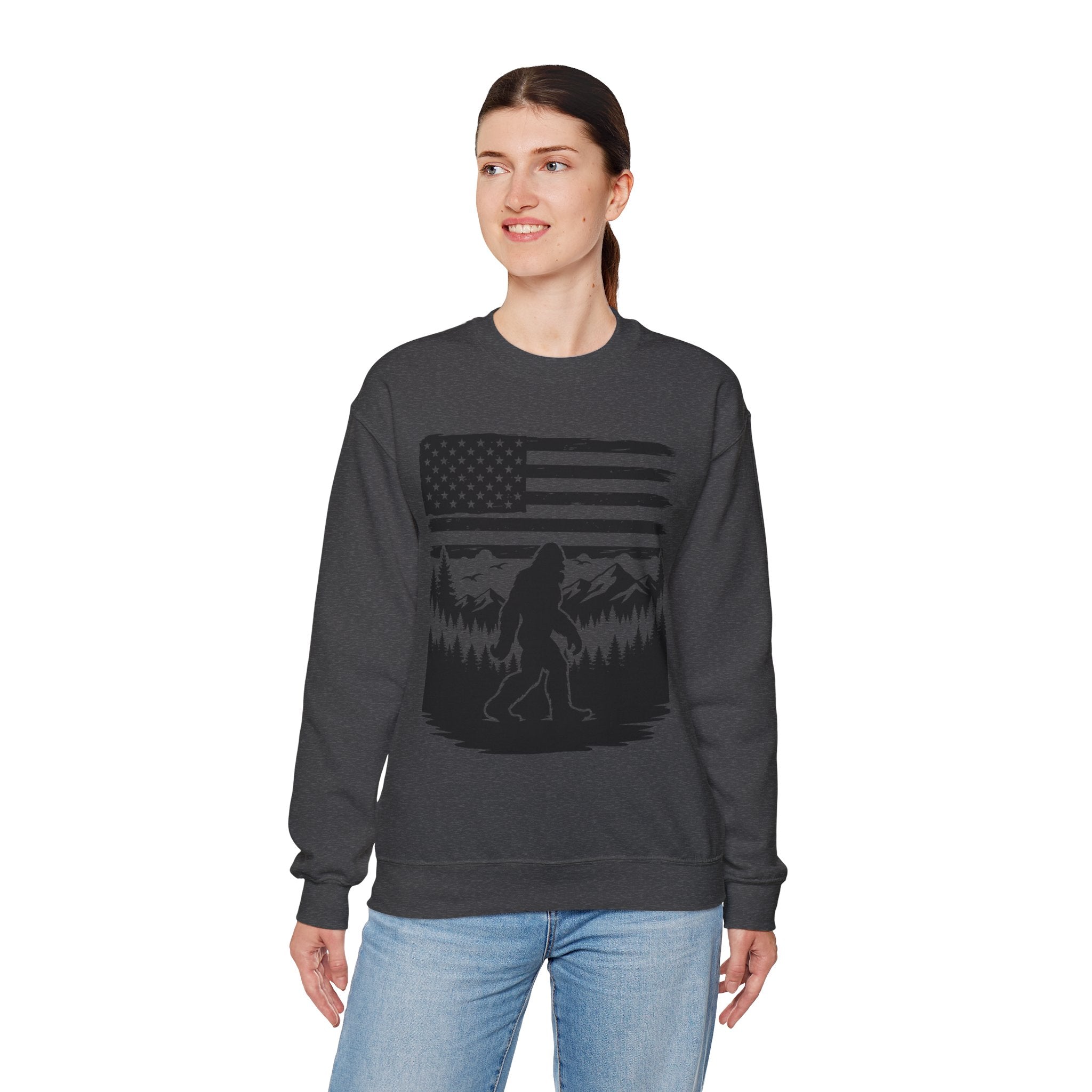 Bigfoot American Flag Crewneck Sweatshirt