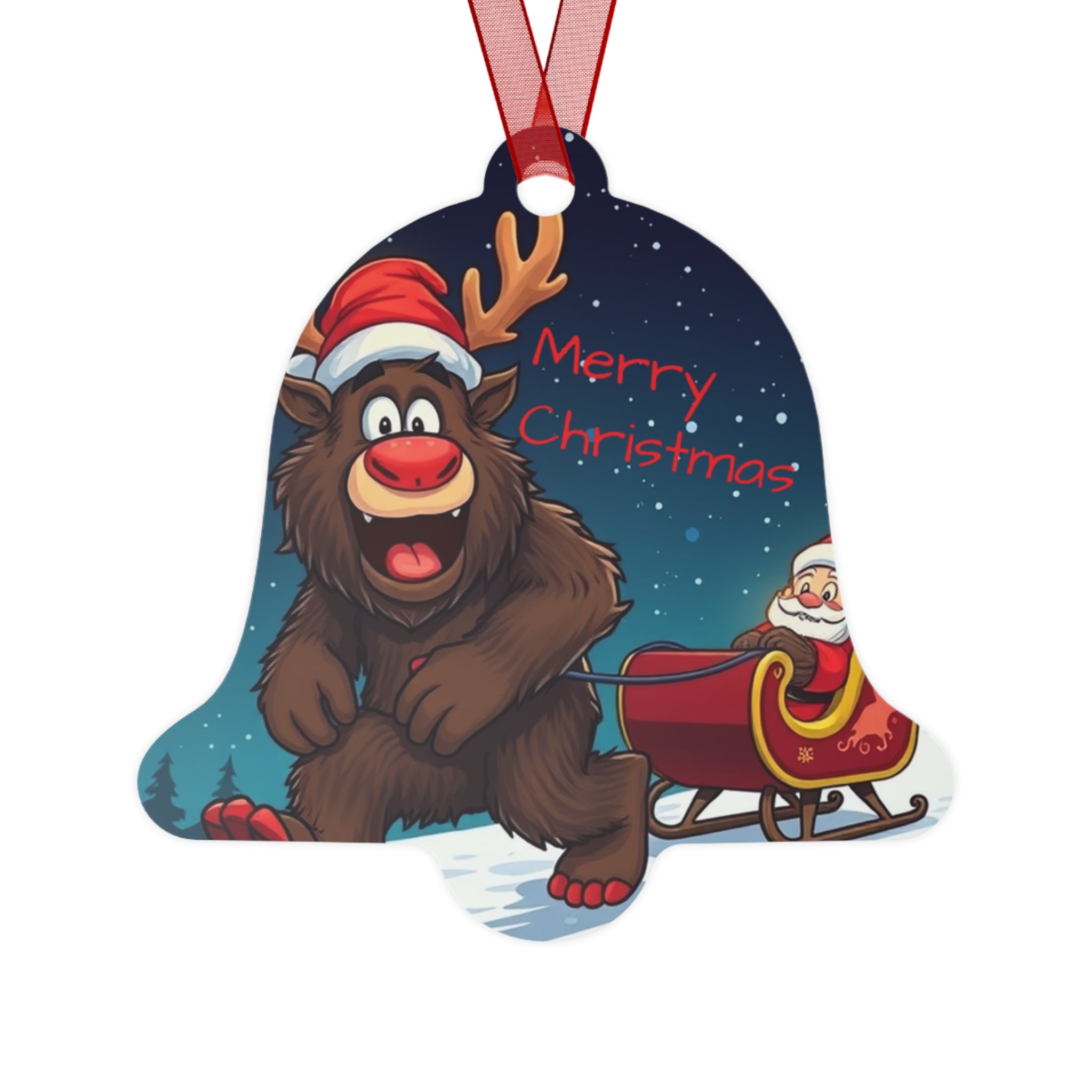 Festive Metal Ornaments Set - Merry Christmas & Holiday Decor with sasquatch