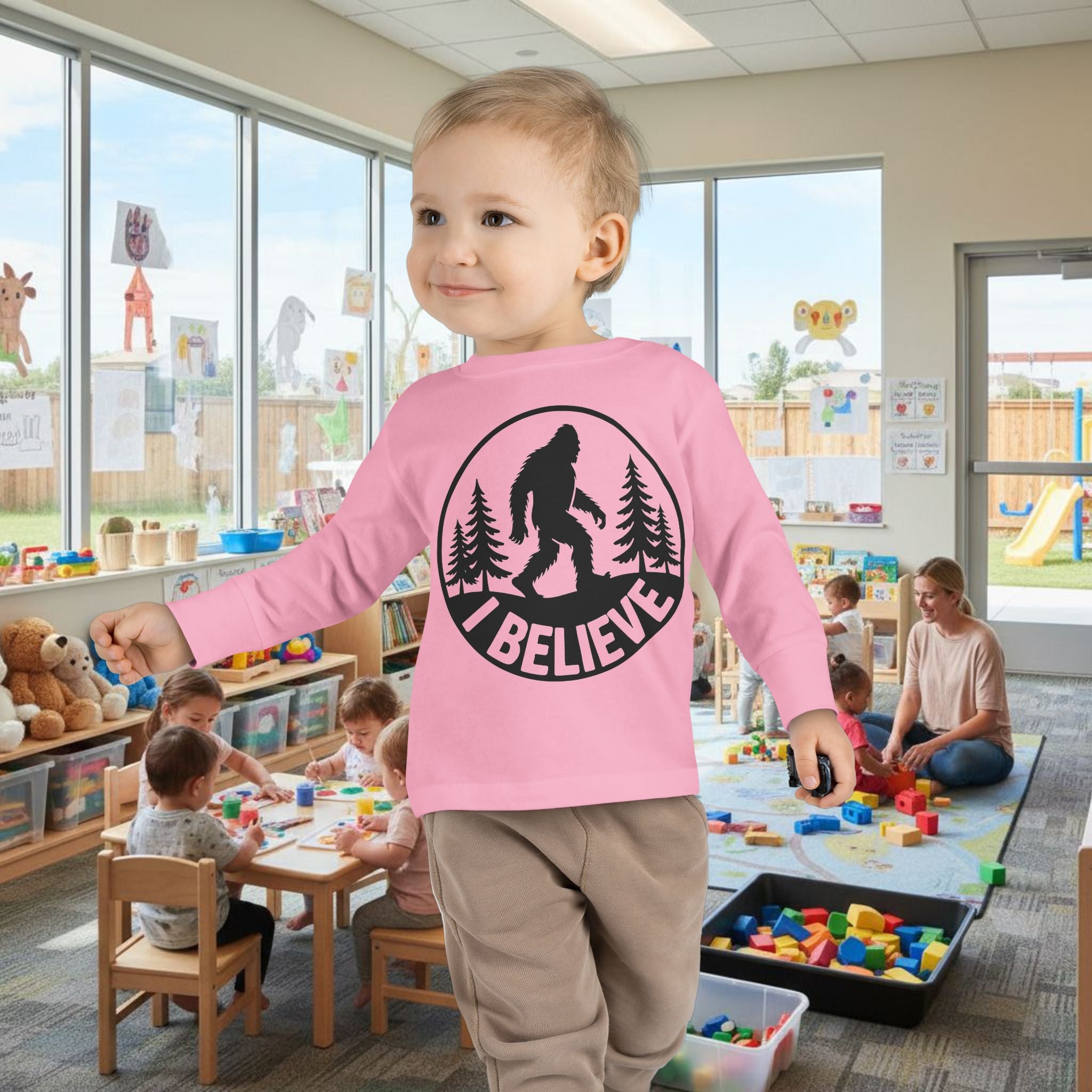 I Believe Bigfoot Toddler Long Sleeve Tee
