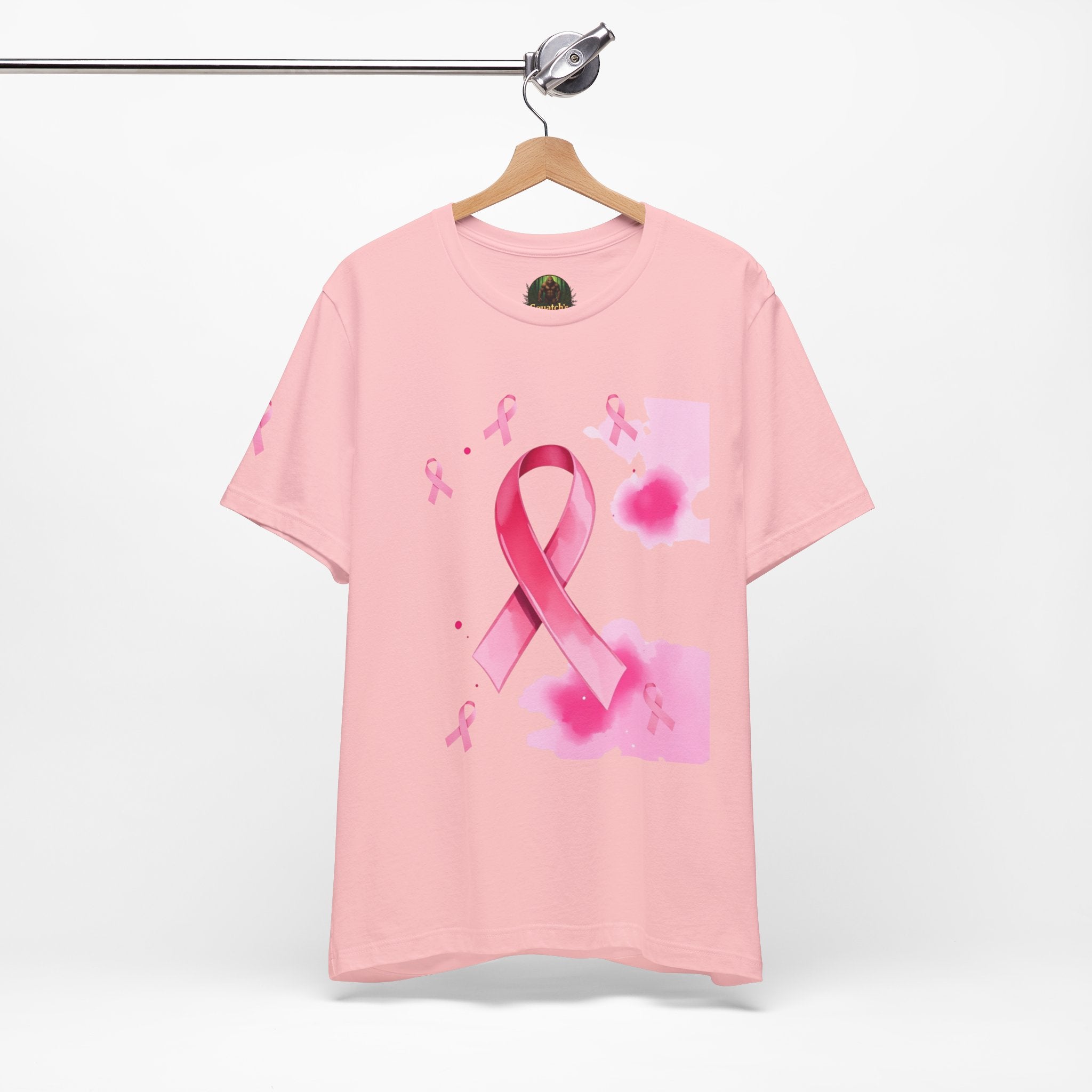 Breast Cancer Awareness Tee - Unisex Jersey Short Sleeve Shirt with Pink Ribbon Design