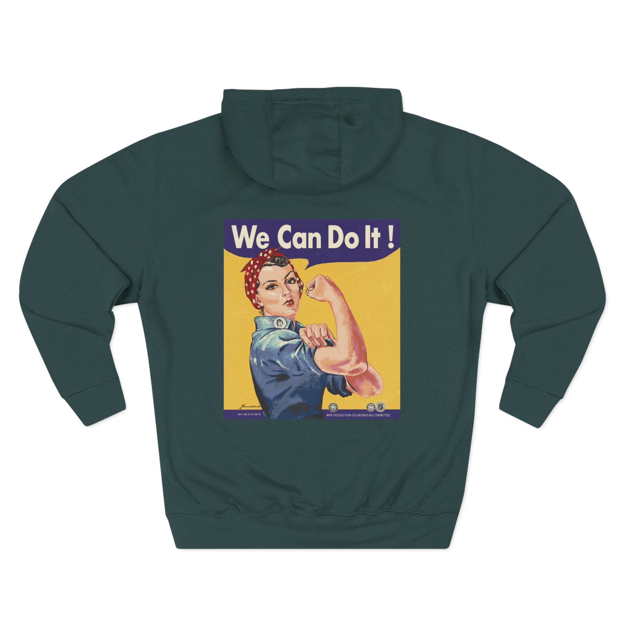 Empowering Women's Fleece Hoodie - 'Woman Up' & 'We Can Do It!' Designs