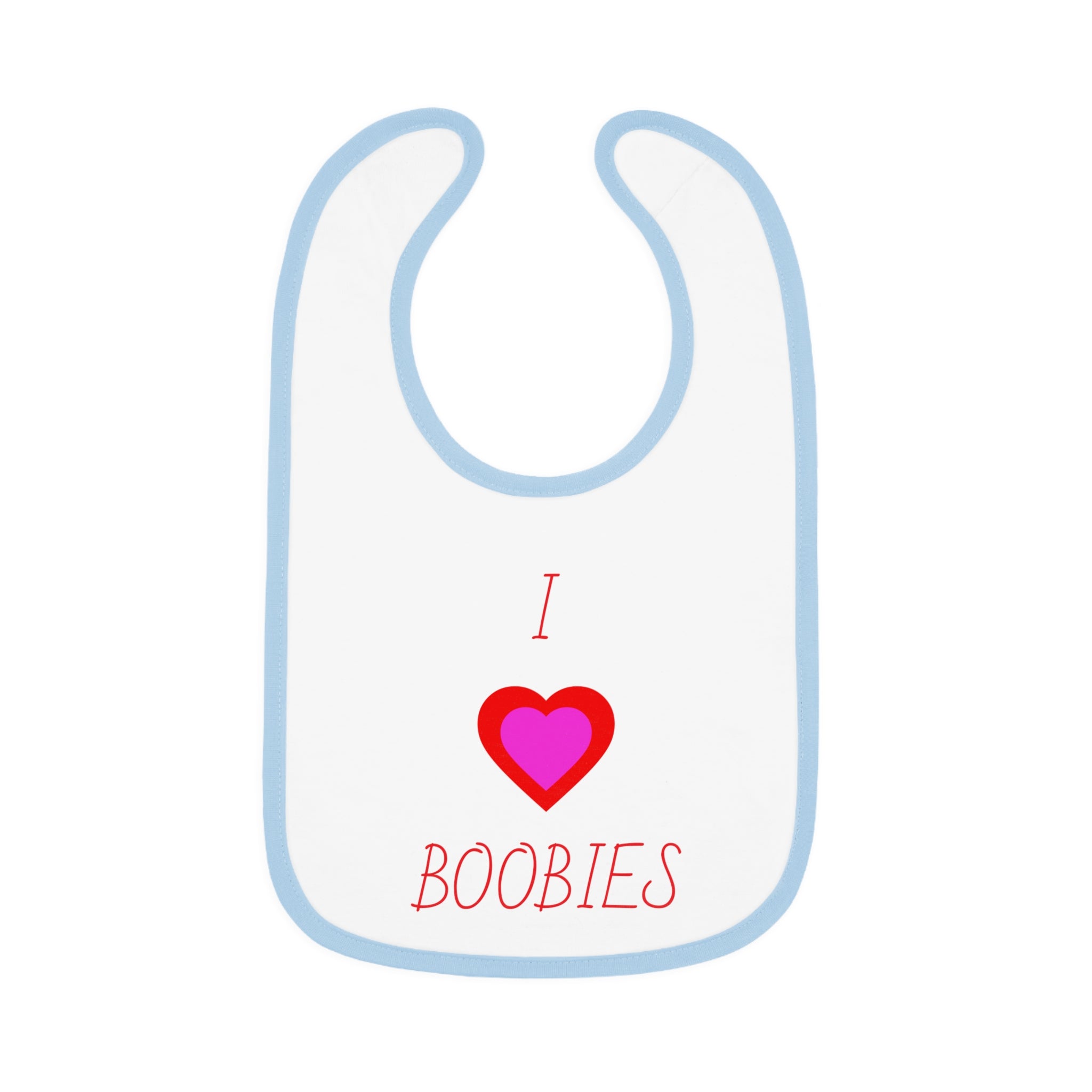 Cute Baby Bib - "I  Boobies" Contrast Trim Jersey Bib for Infants