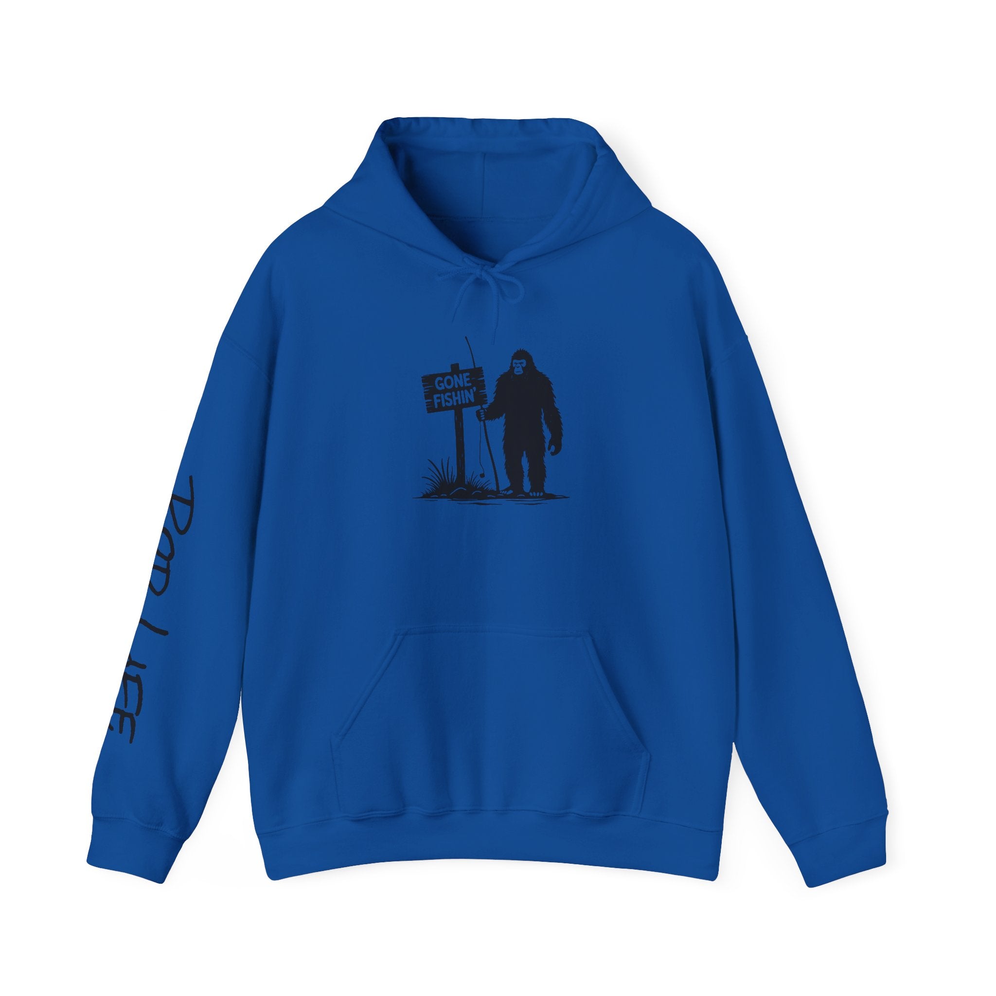 Gone Fishin' Bigfoot Hoodie - Unisex Heavy Blend™ Sweatshirt for Nature Lovers