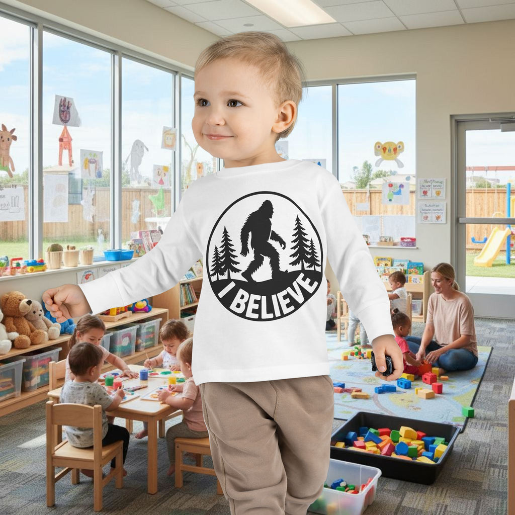 I Believe Bigfoot Toddler Long Sleeve Tee