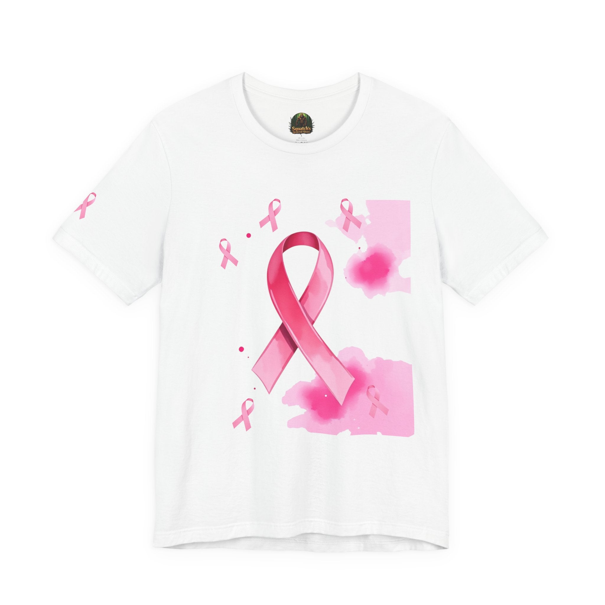 Breast Cancer Awareness Tee - Unisex Jersey Short Sleeve Shirt with Pink Ribbon Design