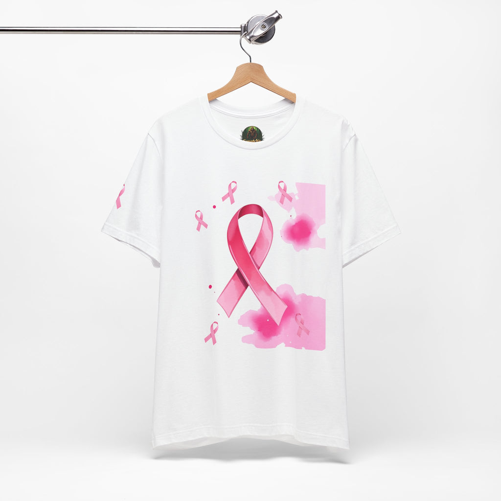 Breast Cancer Awareness Tee - Unisex Jersey Short Sleeve Shirt with Pink Ribbon Design