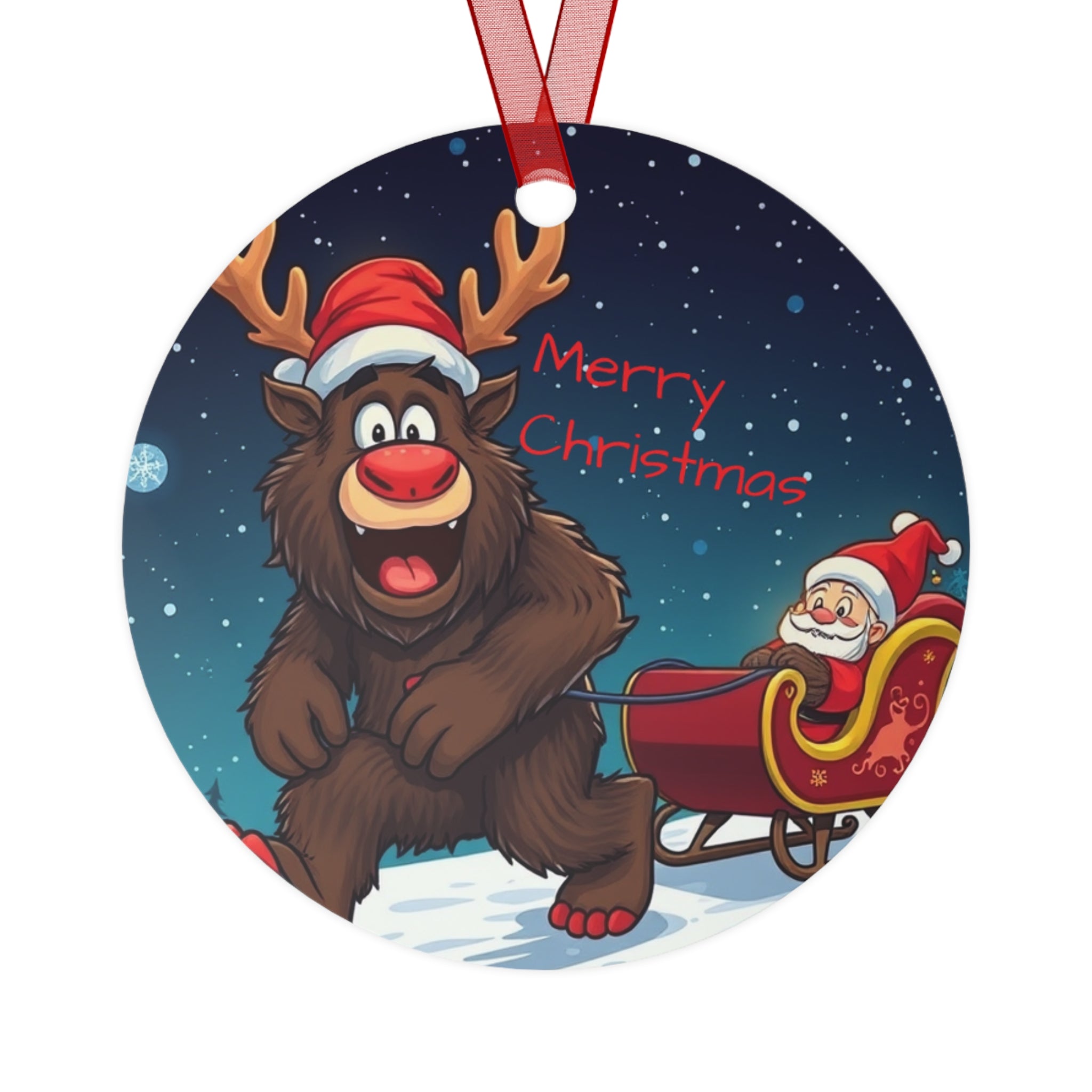 Festive Metal Ornaments Set - Merry Christmas & Holiday Decor with sasquatch