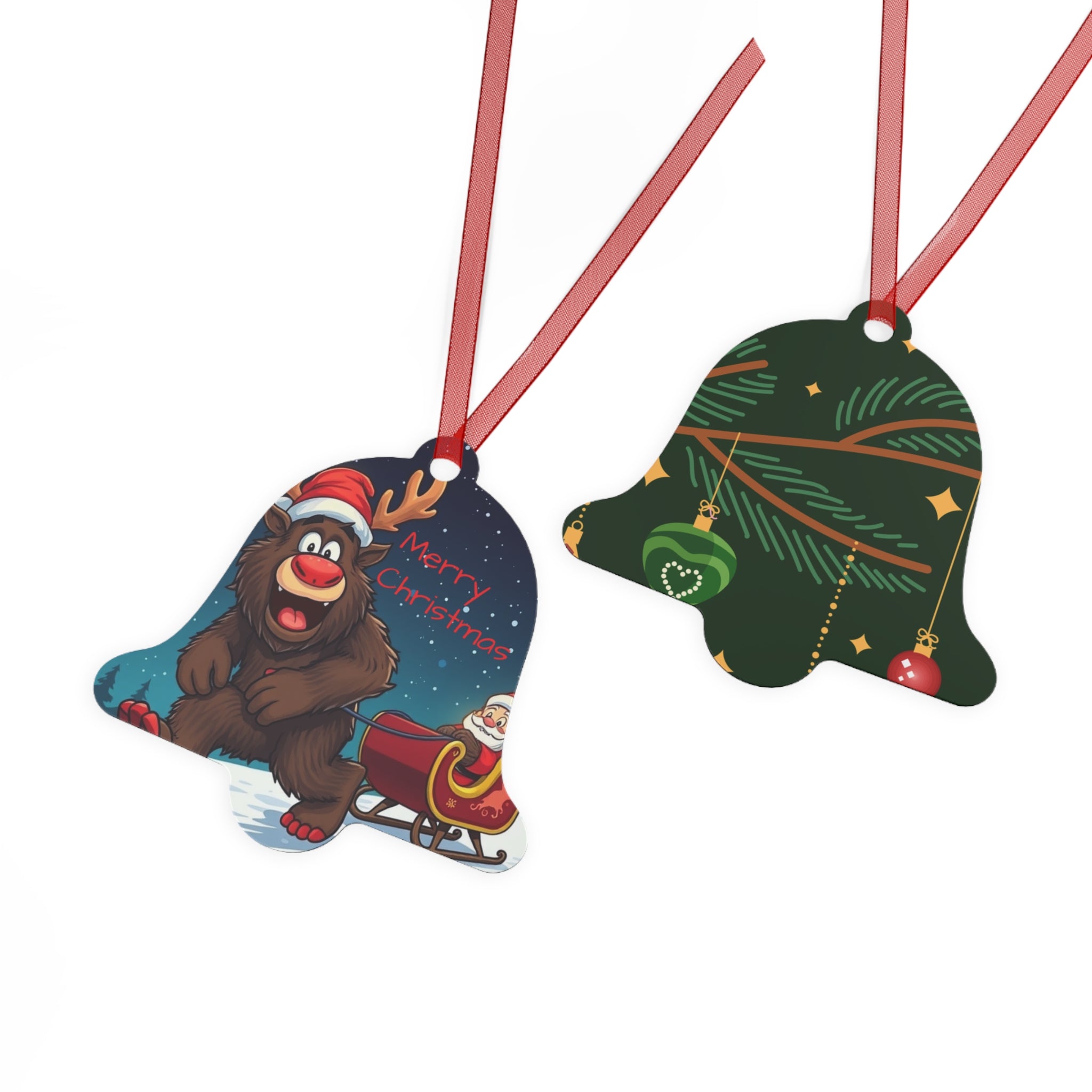 Festive Metal Ornaments Set - Merry Christmas & Holiday Decor with sasquatch