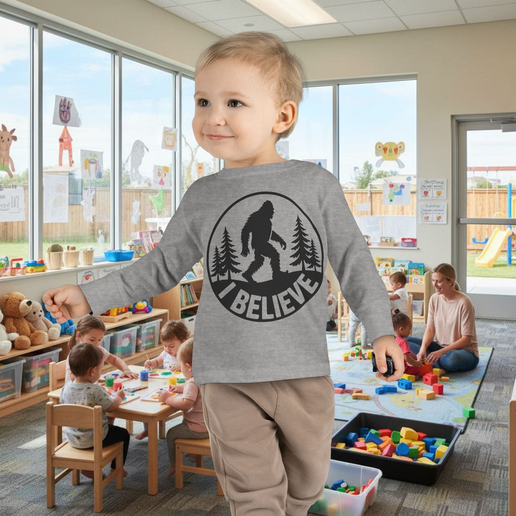 I Believe Bigfoot Toddler Long Sleeve Tee