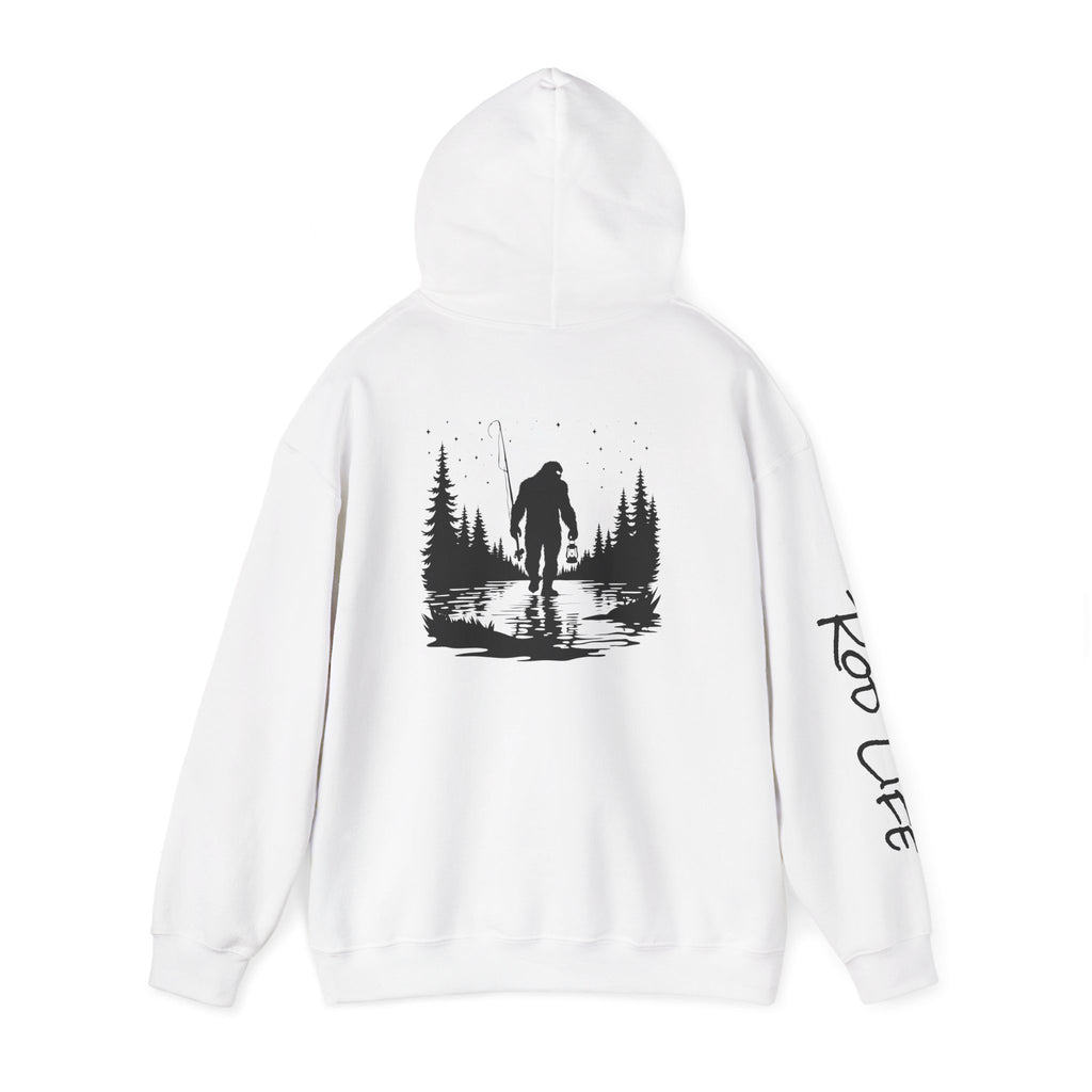 Gone Fishin' Bigfoot Hoodie - Unisex Heavy Blend™ Sweatshirt for Nature Lovers