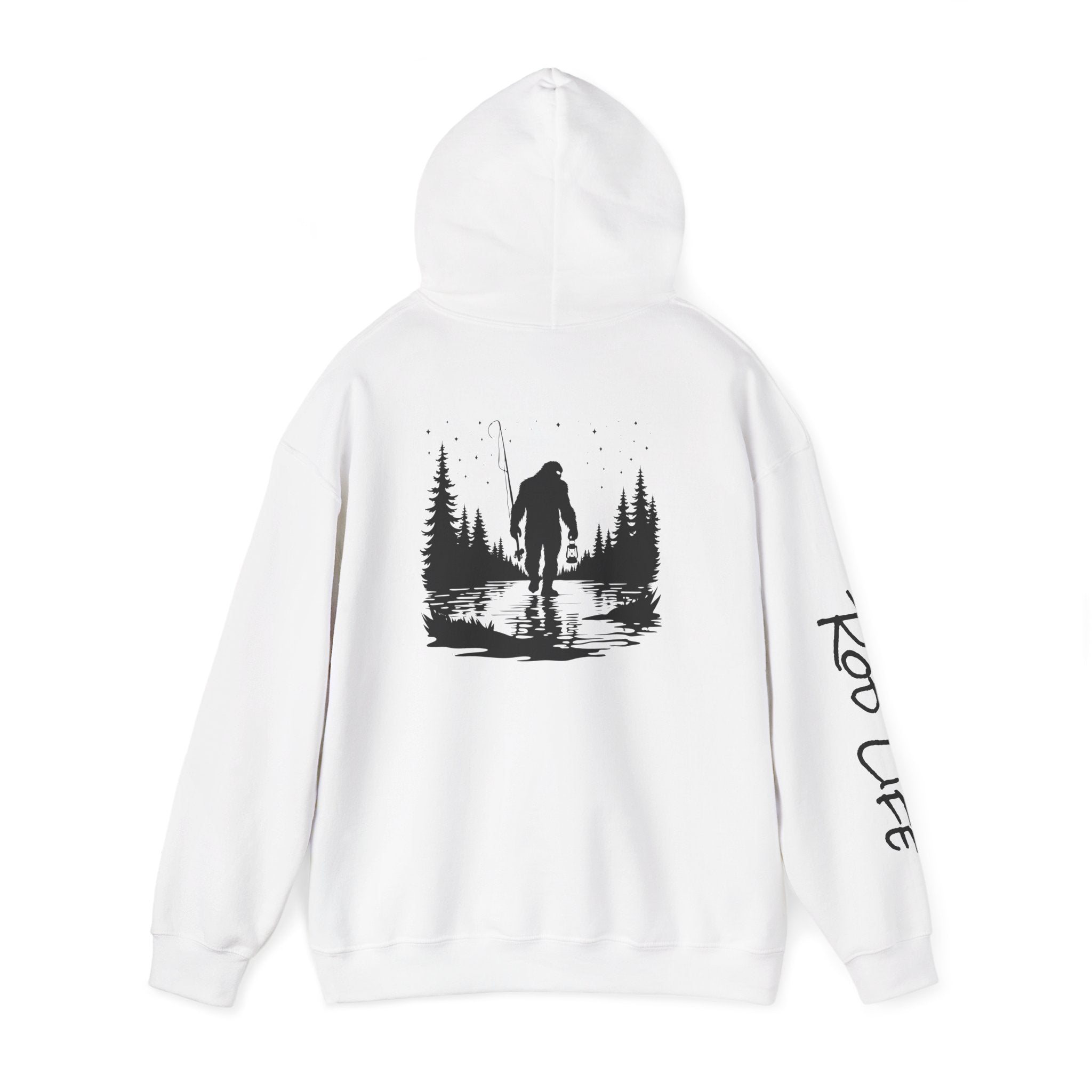 Gone Fishin' Bigfoot Hoodie - Unisex Heavy Blend™ Sweatshirt for Nature Lovers