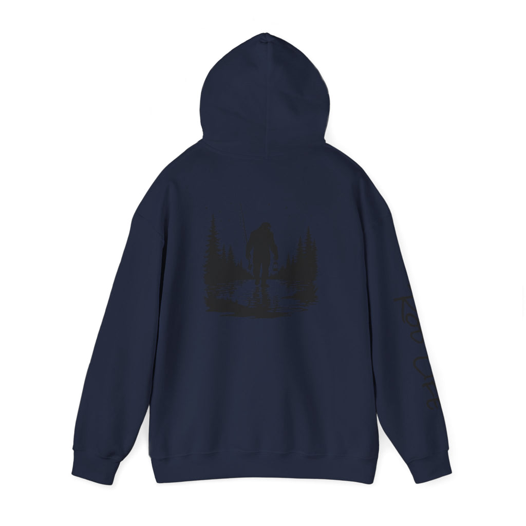 Gone Fishin' Bigfoot Hoodie - Unisex Heavy Blend™ Sweatshirt for Nature Lovers