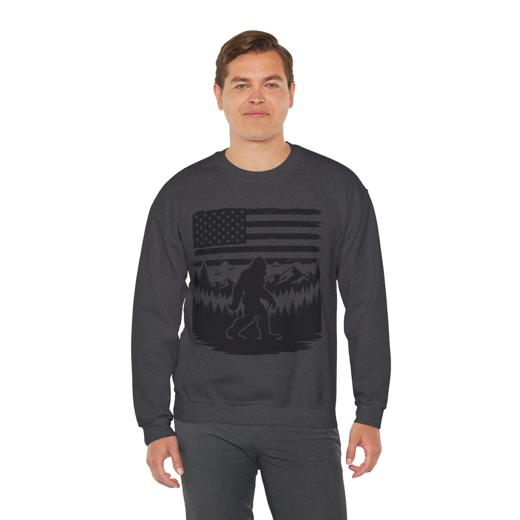 Bigfoot American Flag Crewneck Sweatshirt