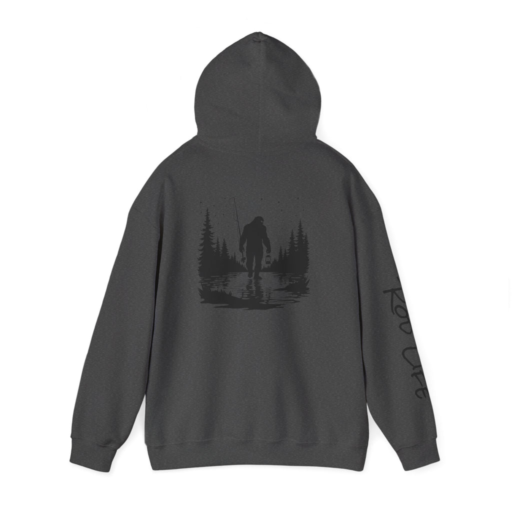 Gone Fishin' Bigfoot Hoodie - Unisex Heavy Blend™ Sweatshirt for Nature Lovers
