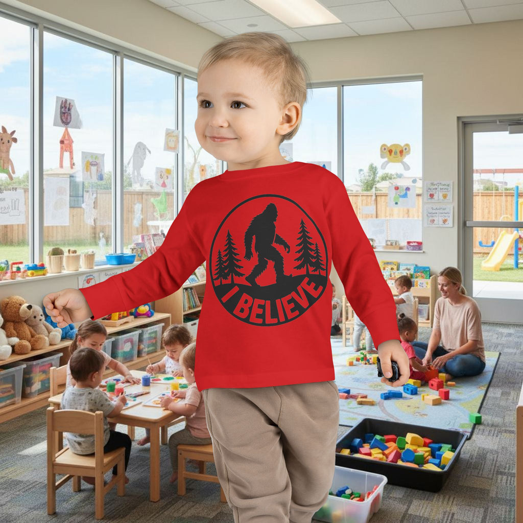 I Believe Bigfoot Toddler Long Sleeve Tee
