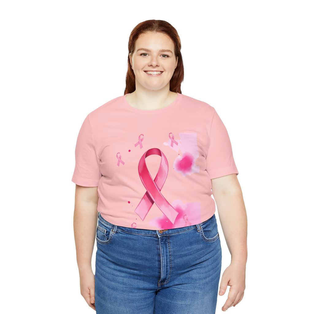 Breast Cancer Awareness Tee - Unisex Jersey Short Sleeve Shirt with Pink Ribbon Design