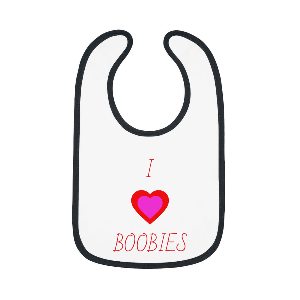 Cute Baby Bib - "I  Boobies" Contrast Trim Jersey Bib for Infants